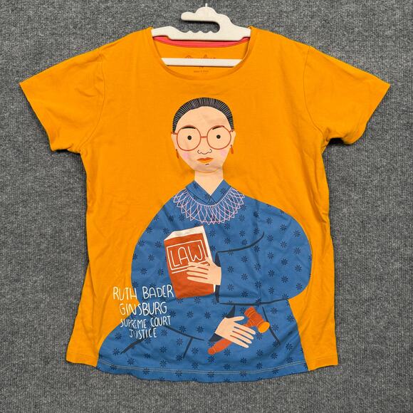 Piccolina Size 14 Ruth Bader Ginsburg Tee T-Shirt Yellow Cotton Short Sleeves - Picture 1 of 7